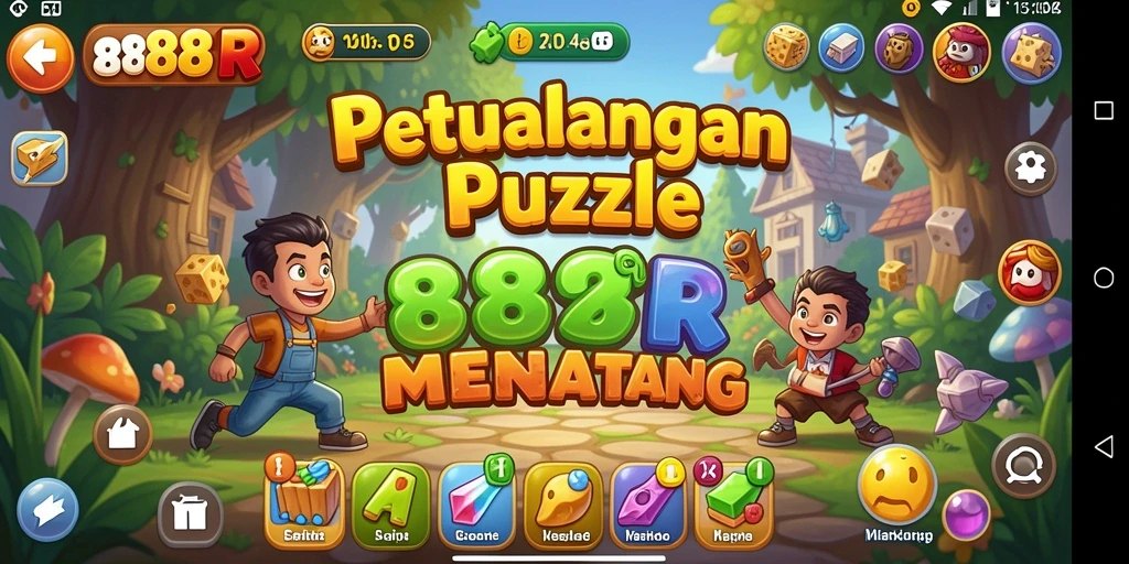 Screenshot gameplay dari 888R yang menunjukkan tantangan puzzle.