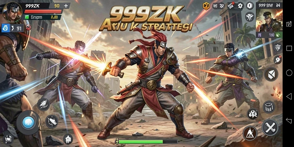 Screenshot gameplay <strong>999ZK</strong> menunjukkan pertarungan intens antar karakter.