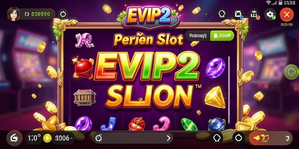 Screenshot gameplay EVIP2 menampilkan gulungan Slot yang menarik dan penuh warna.