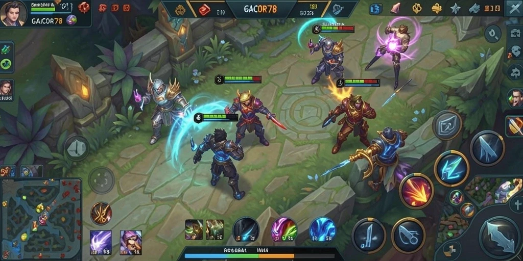 Gameplay seru dalam GACOR78 dengan aksi MOBA yang intens.