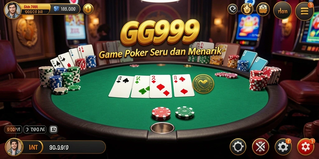 Tampilan gameplay GG999 yang menarik dan mendebarkan saat bermain Poker.