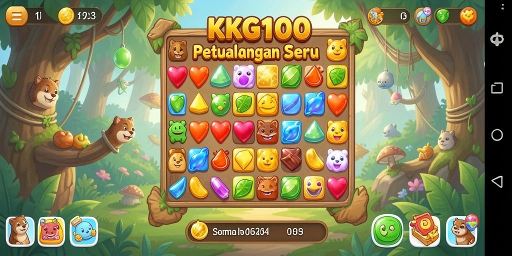 Tampilan gameplay Match-3 yang menawan dan berwarna-warni.