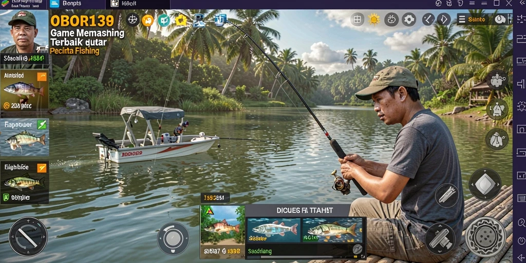 Tampilan gameplay OBOR138 dengan aksi memancing yang seru.