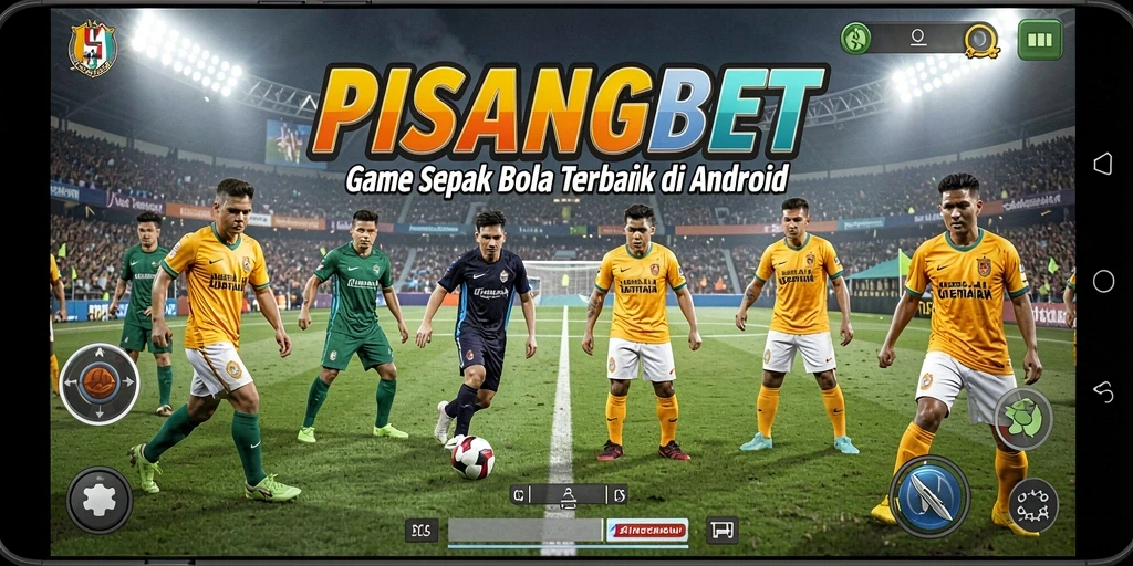 Tangkapan layar utama PISANGBET menunjukkan aksi seru di lapangan sepak bola.