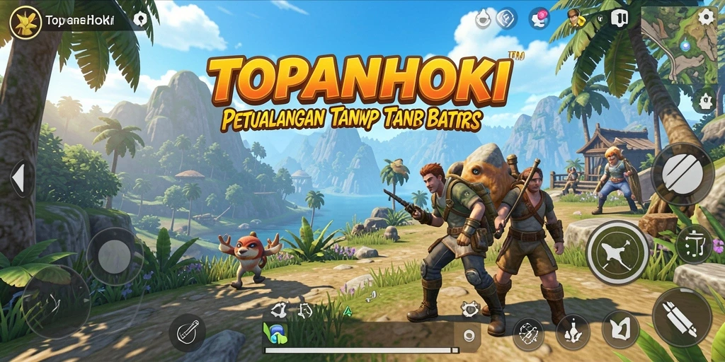 Screenshot gameplay TOPANHOKI yang menunjukkan keindahan dunia terbuka.