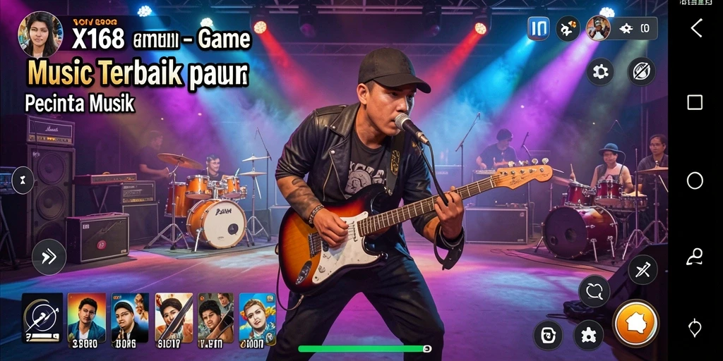Screenshot gameplay X168 menampilkan pengalaman bermain musik yang seru.