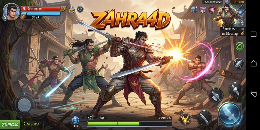 Screenshot utama ZAHRA4D menampilkan aksi pertarungan yang seru dan grafis yang menawan.